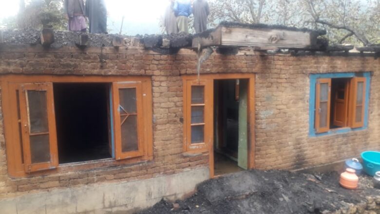 Two residential houses gutted in fire incident in Handwara