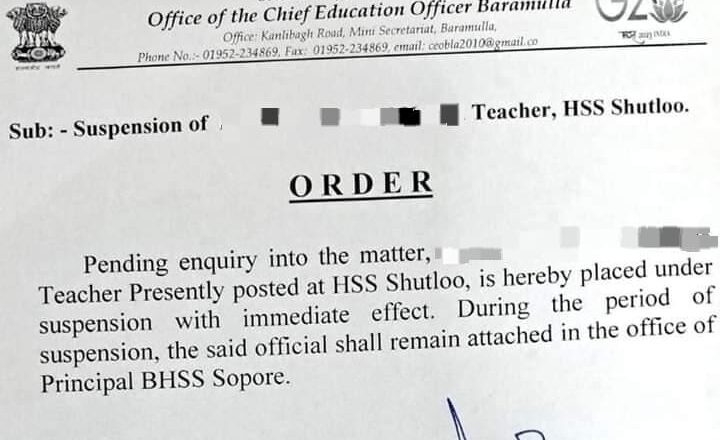 Teacher suspended after complaints of ‘inappropriate chat’ with female students