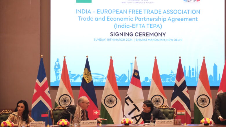 India signs free Trade agreement with European Free Trade Association