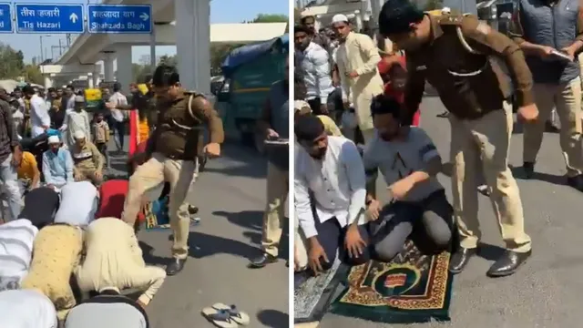 Protest in Delhi against suspension of cop who kicked Muslims offering Namaz