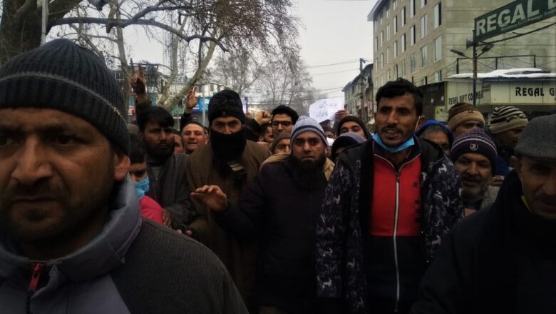 Demanding Regularization, Contingent Paid Workers Affiliated with Education Department Stage Protest in Srinagar