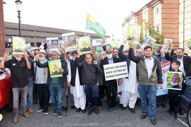 Kashmiris in Britain Protest Against the Alleged Forced Burial of Syed Ali Shah Geelani
