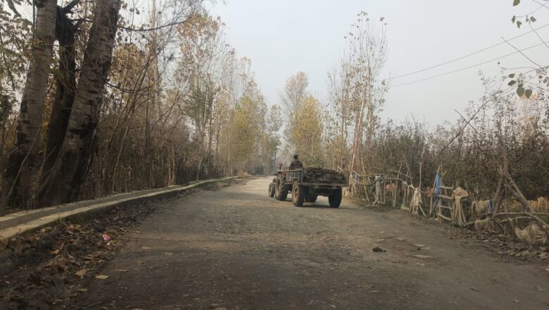 Pulwama residents take matters into their own hands as officials neglect road damage