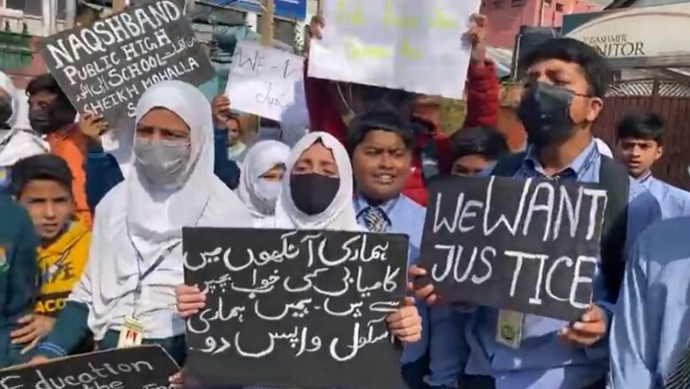 ‘We want our school back’, Students stage protest in Srinagar’s Press Colony after finding school door locked