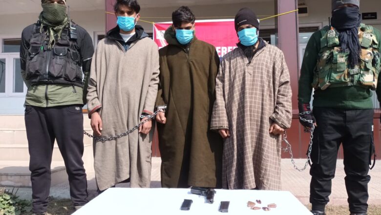 Three Hizb ul Mujahideen associates from Shopian arrested, arms and ammunition recovered