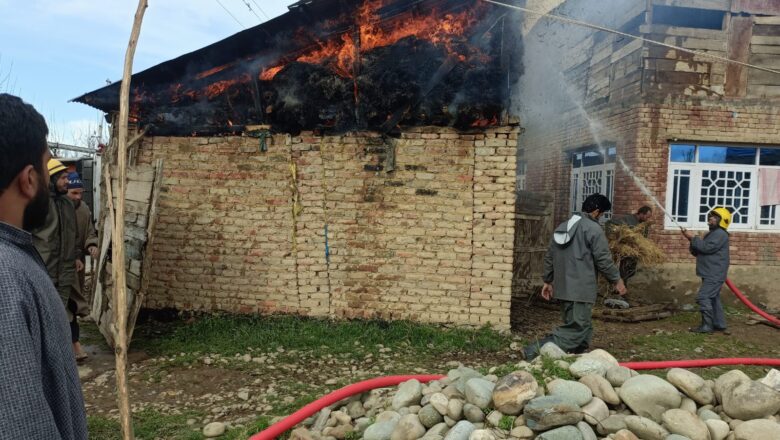 Cowshed gutted in Shopian fire incident