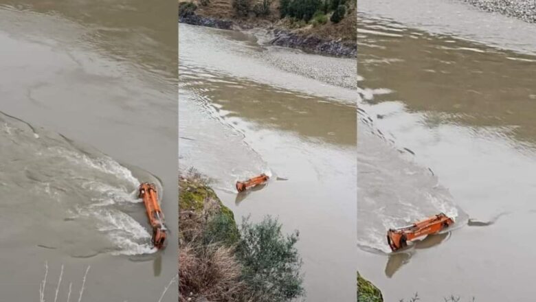 Soil excavator rolls into river Chenab in Doda; Driver feared dead, rescue operation underway