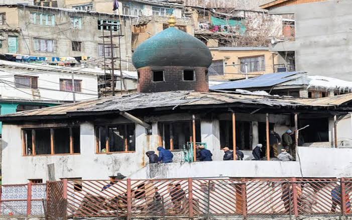 Historical Batli Bazar mosque damaged in fire incident in Leh