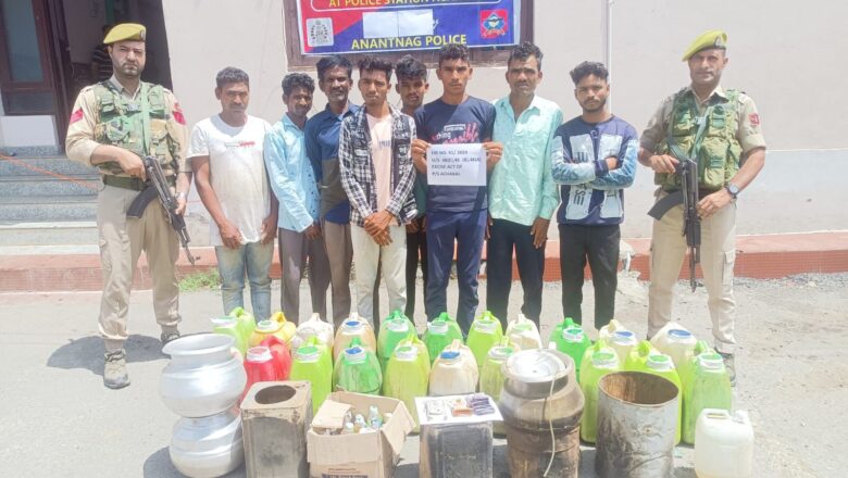 Police arrest eight for illegally producing desi liquor at Anantnag brick kiln