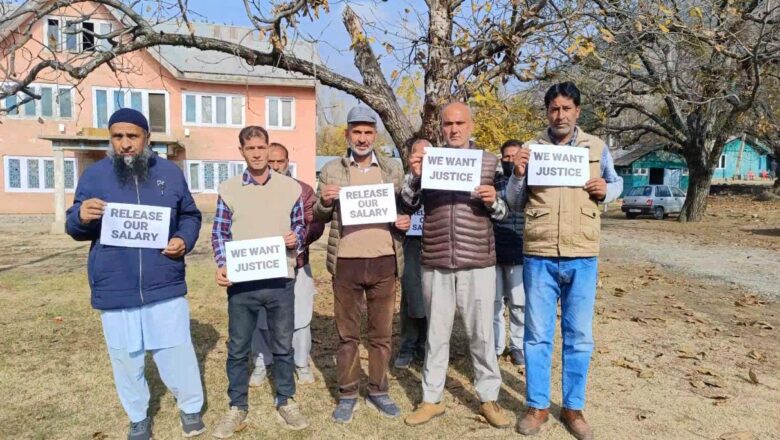 Salary with held for 3 months, Power employees stage protest in Kangan