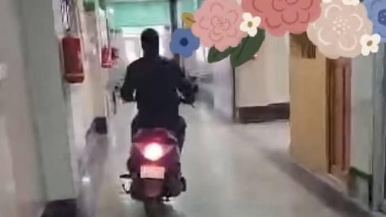 Employee caught riding scooty in hospital corridors in Budgam